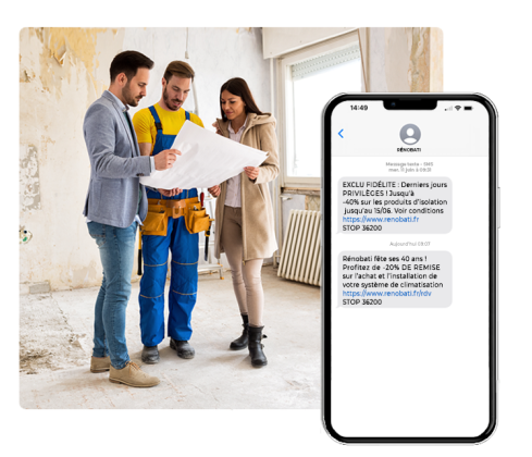 Service SMS rénovation, BTP, bricolage