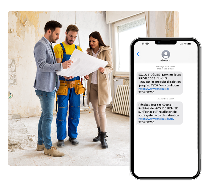 Service SMS rénovation, BTP, bricolage